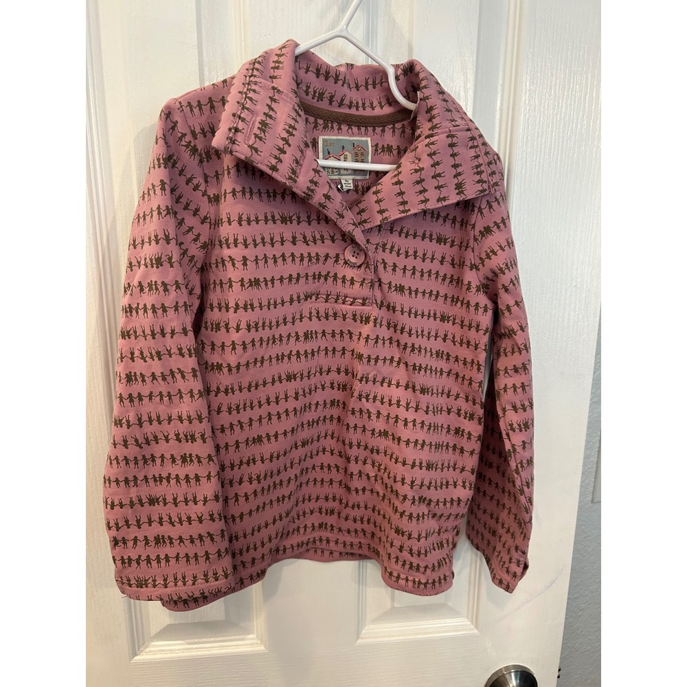 Little Joules Cowdray Pullover Pink People Print Funnel Neck Sweatshirt 6y